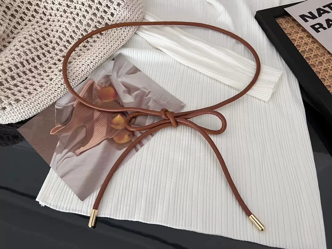 Nieuwe Vrouwelijke Schapenvacht Taille Keten Dunne Riem Touw Geknoopt Vintage Jurken String Tailleband Mode Met Jurk Lange Vrouwen riem