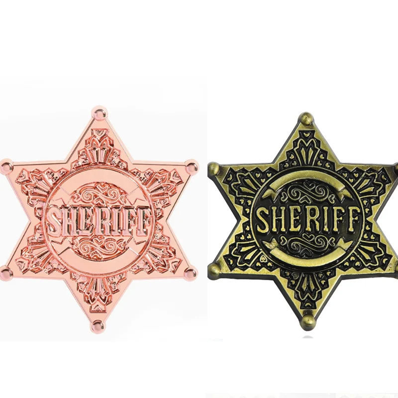Six-pointed Star Police Brooch Retro Survival Role Playing Game Sheriff Badge Brooch Vest Badge Pin for Women Men Lapel Pins