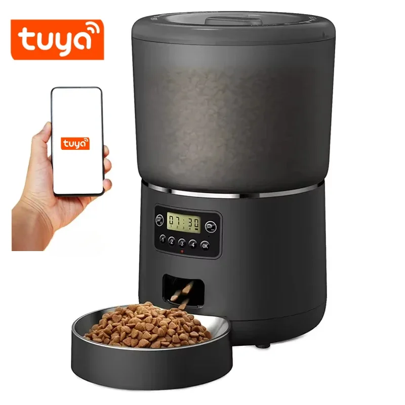 

Automatic Smart Pet Cat Food 4L Dispenser WiFi Cat Feeder with APP Control for Pet Dry Food Dual Power Supply For Small Dogs