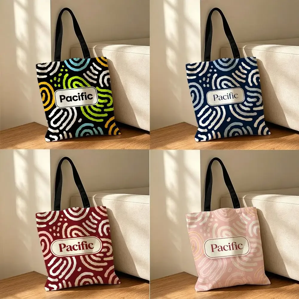Bolsas de almacenamiento clásicas de Pacific, bolsa de lona, bolsa de almacenamiento reutilizable, bolso de hombro para la escuela, el trabajo, los viajes, el uso diario y como regalo.