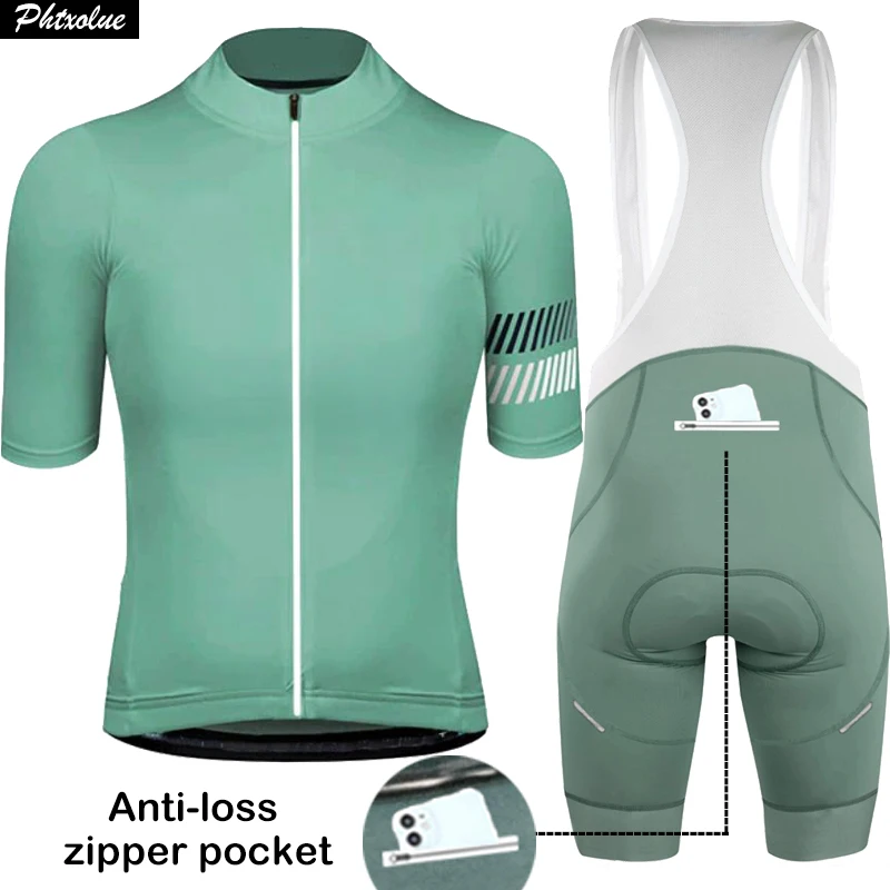 Phtxolue Cycling Jersey Set Men Anti-Loss Zipper Women Cycling Set Clothing Pro Bike Clothes Anti-UV MTB Bicycle Wear Suit Kit - Image 3