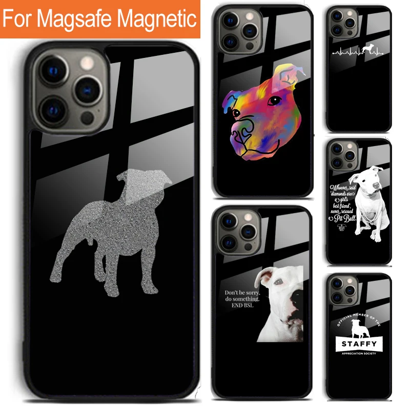 Staffy Staffordshire Bull Terrier Phone Case For iPhone 16 15 14 13 12 11 Pro Max Plus Magsafe Magnetic Wireless Charging Cover