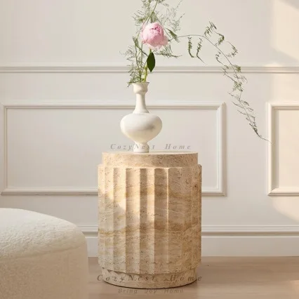 Imitation cave stone Roman column edge several B & B coffee table round coffee table bedroom bedside table magnesium mud