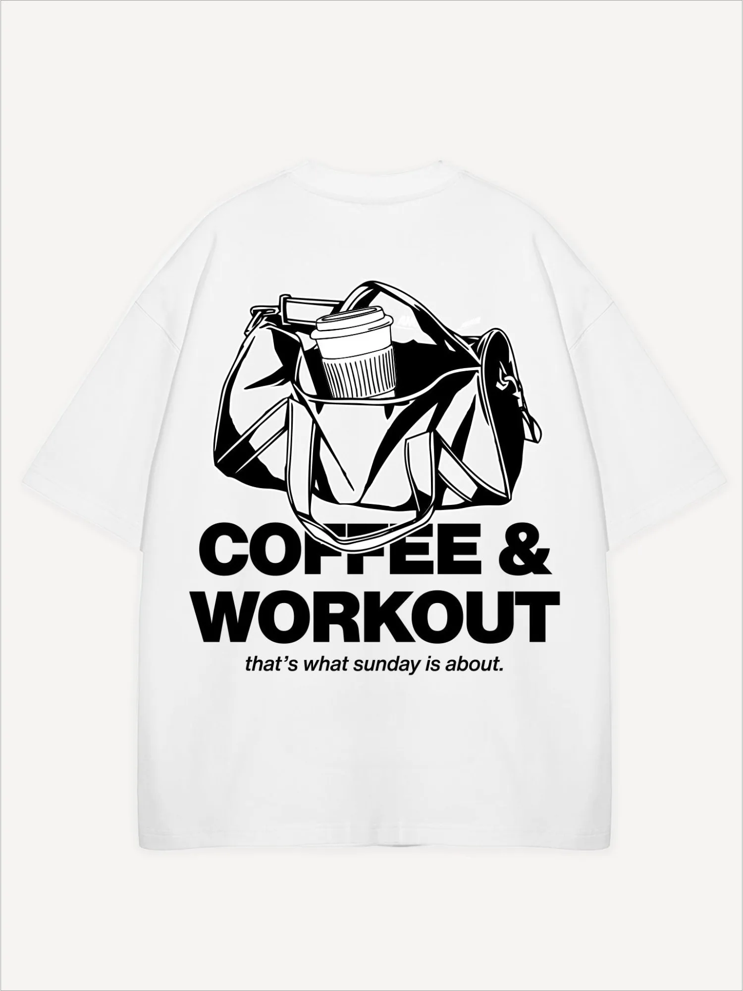 Gym Bag Coffee Cup Print T-Shirt Men Women Workout Aesthetic Casual Cotton Short Sleeve Tee Tops