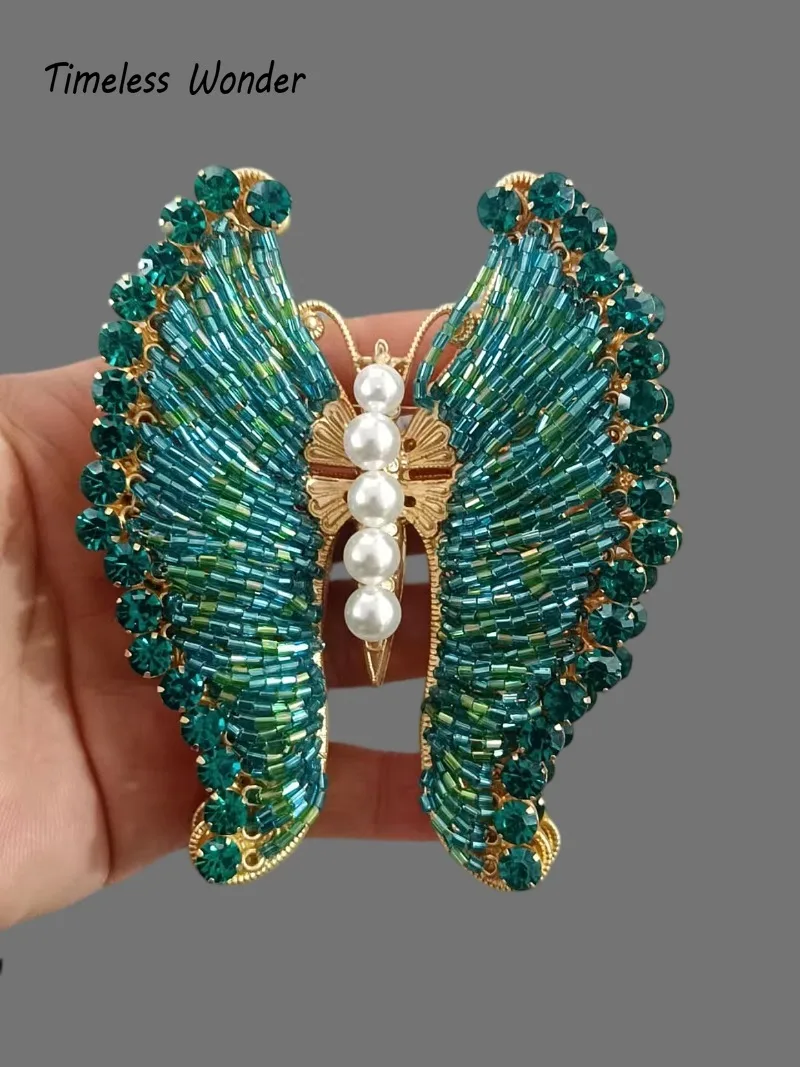Timeless Wonder Fantcy Braided Beaded Butterfly Brooch Pins for Women Designer Jewelry Runway Top Gift Trendy Cute Rare Mix 5283