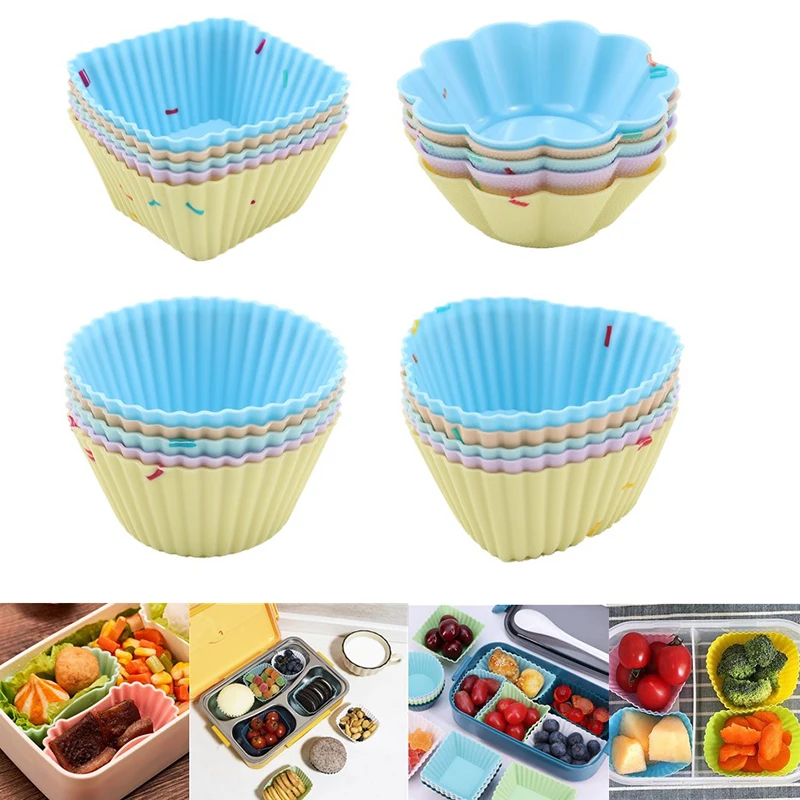 Baking Molds Silicone Cake Cups Muffin Cup Cake Liners Doughnut Molds Bento Lunch Box Dividers Salad Dressing Lunch Accessories