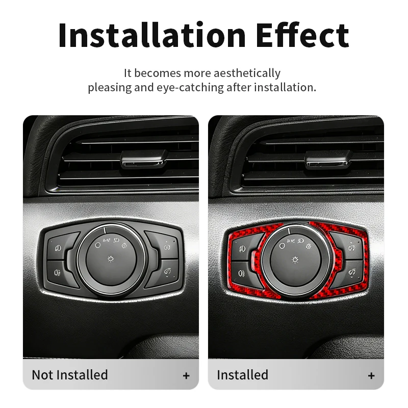 Real Carbon Fiber For Ford F-150 Raptor (2017-2020) Car Headlight Switch Button Panel Trim Sticker, Interior Tuning Accessories