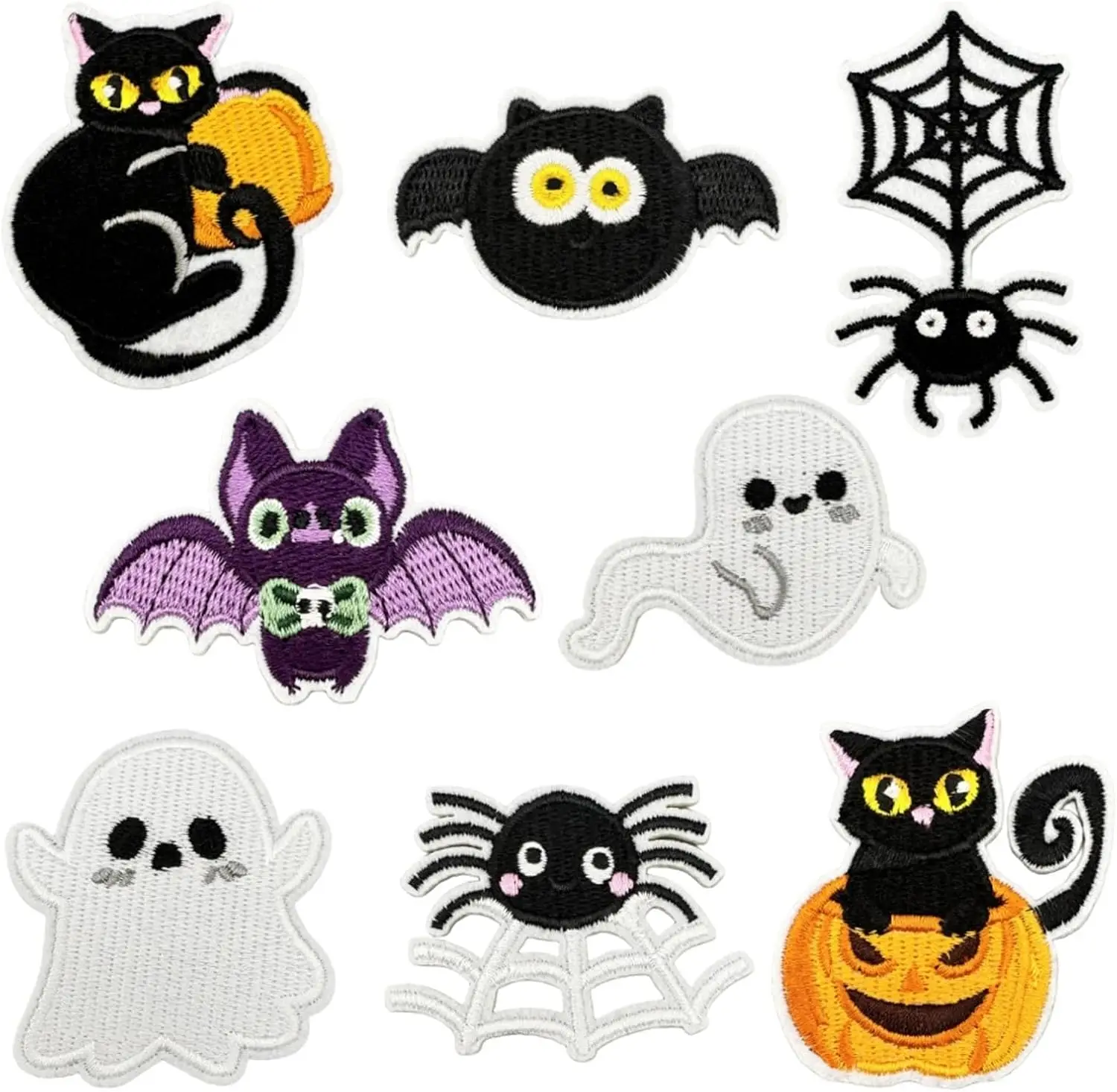 

8 Pcs Bat-Shaped Fabric Patch Quick-Lock Embroidered Patch Craft Accessories for Baby Kids Halloween Costume Clothing Jacket Bac