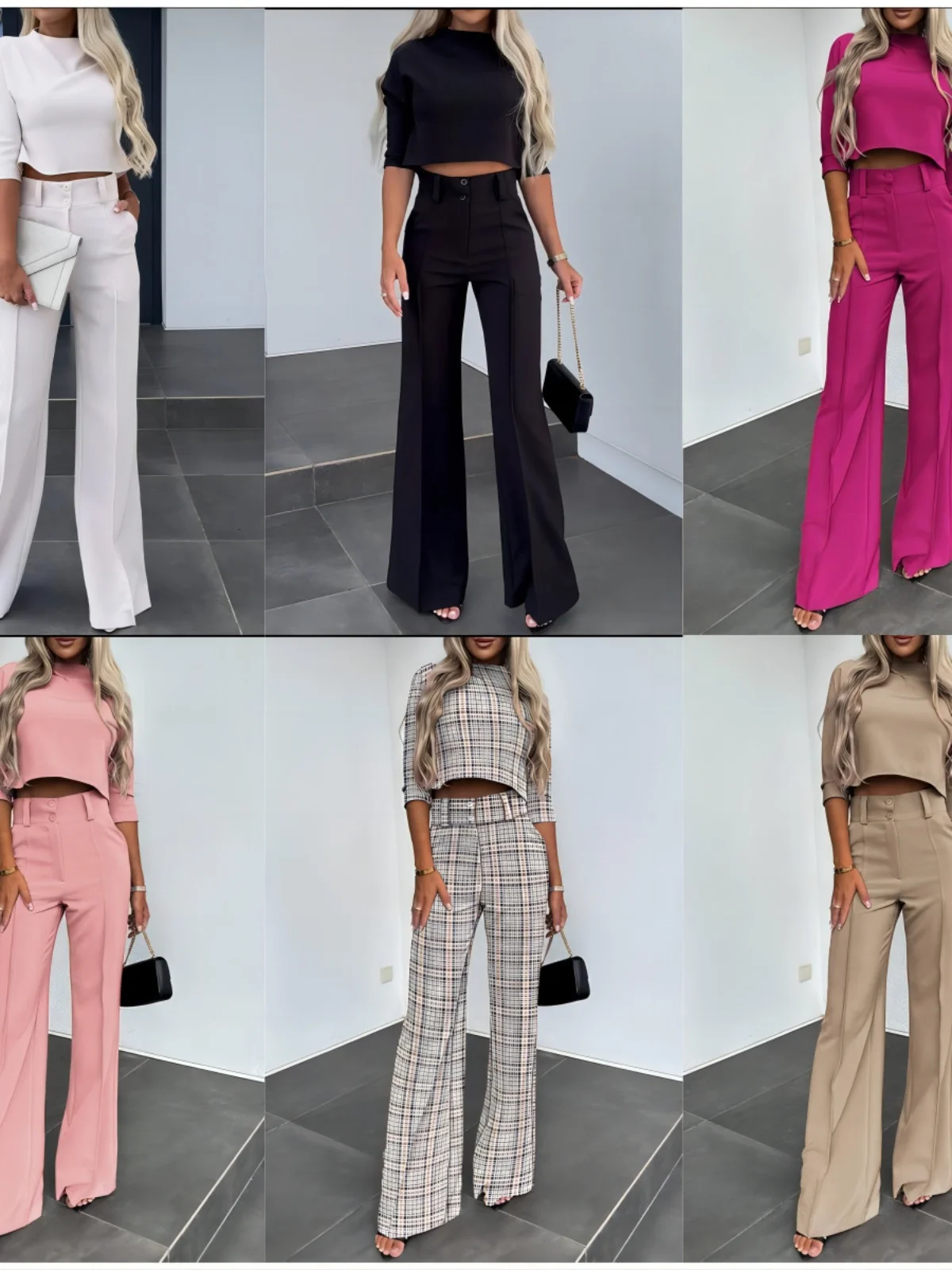 

Faionable Nine-Quarter Sve Топ Прямые брюки Женский костюм Sli Полиэстер Ансамбль для молодых женщин 8-25 лет