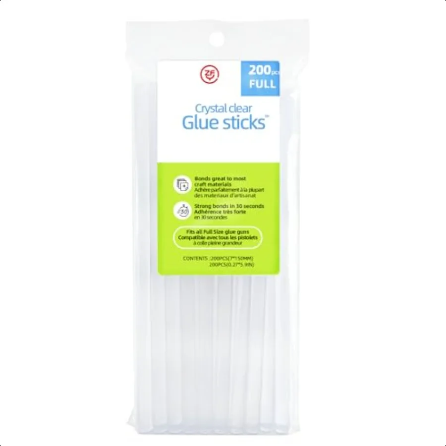

200 Count Crystal Clear Hot Glue Sticks Full Size 5.9 x 0.27 AllPurpose Glue for Crafting Wood Metal Glass Plastic Fabric Foam