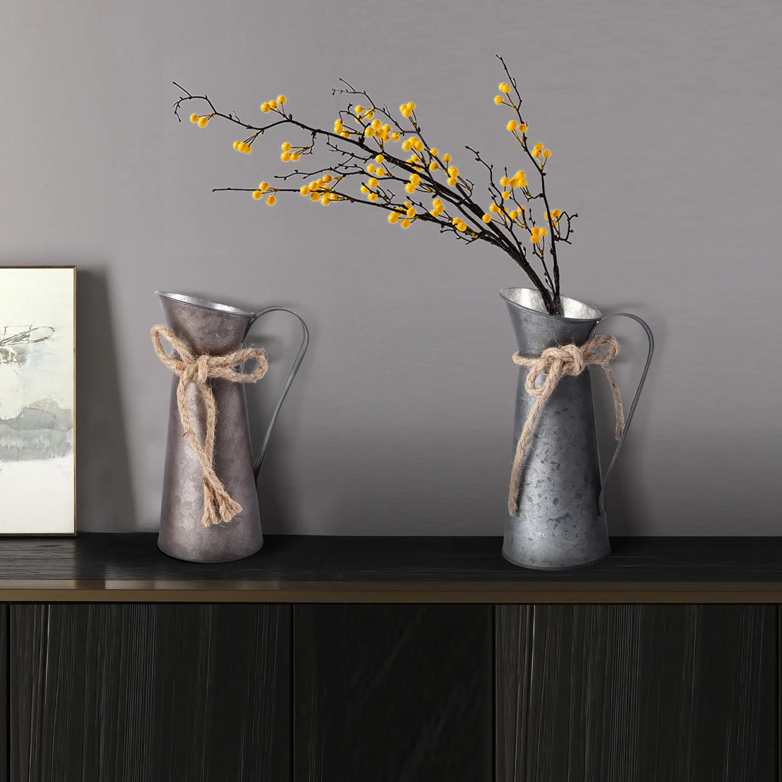 2Pcs Iron Flower Bucket Retro Vintage Desktop Succulent Planter Decorative Flowerpot for Home Office Desk Garden Decoration