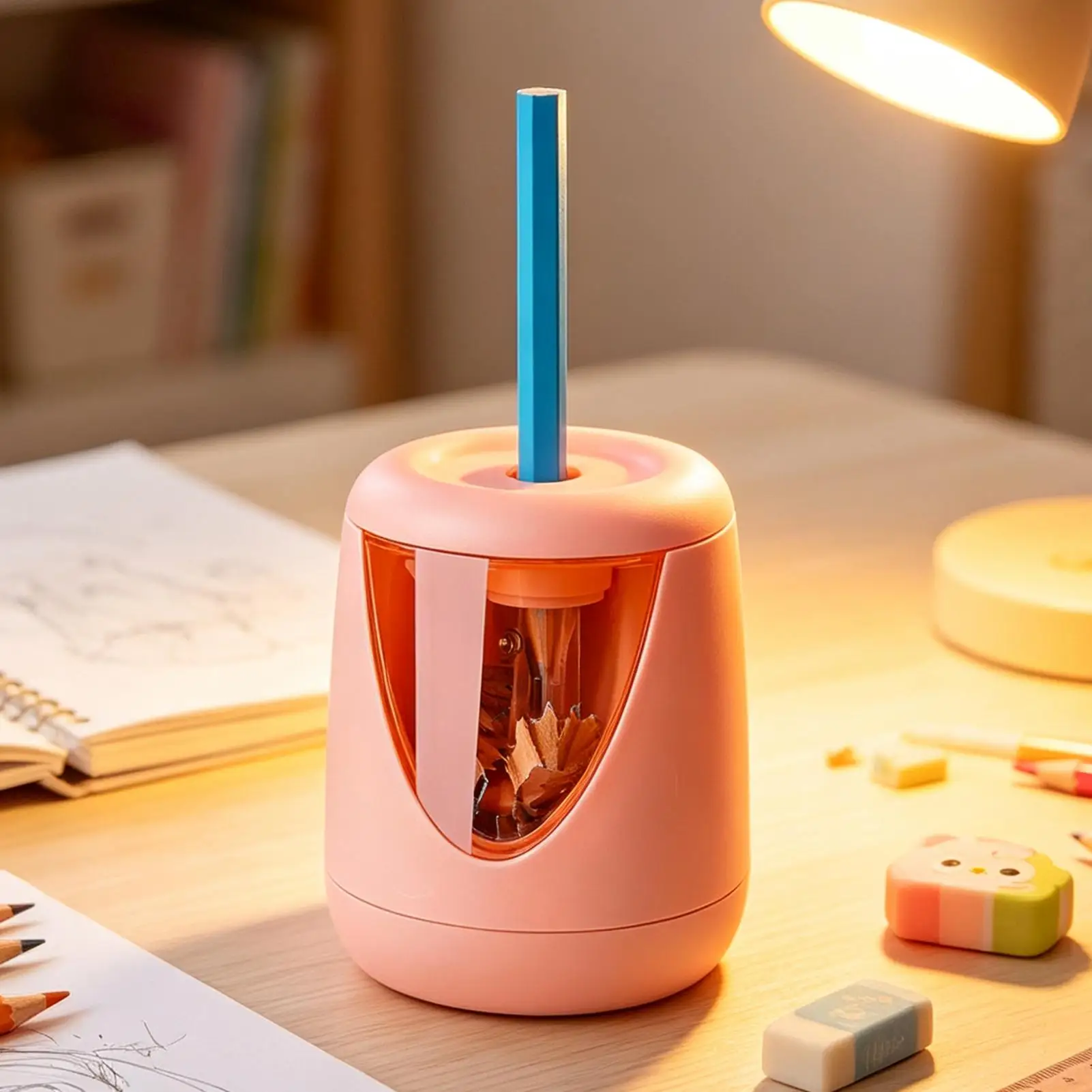 Pencil Sharpener Heavy-Duty High-Capacity Automatic Adjustable Safe Classroom Desk Pencil Sharpener Machine for School Classroom