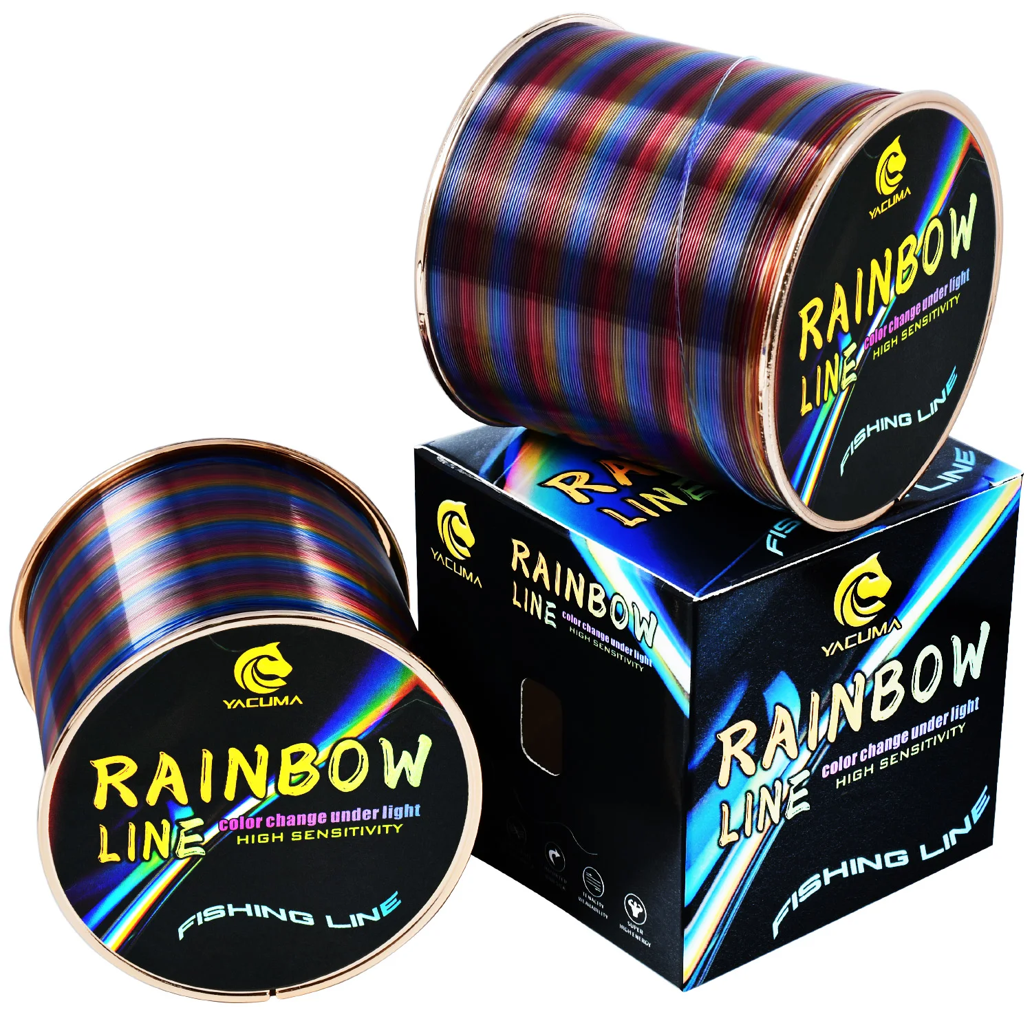 YACUMA 333/552YDS Premium Regenbogen-Nylon-Monofilament-Angelschnur 5,7LB-36,3LB Stärke Ultra-Sensitiv Geeignet für Alle Angler – Detail 10