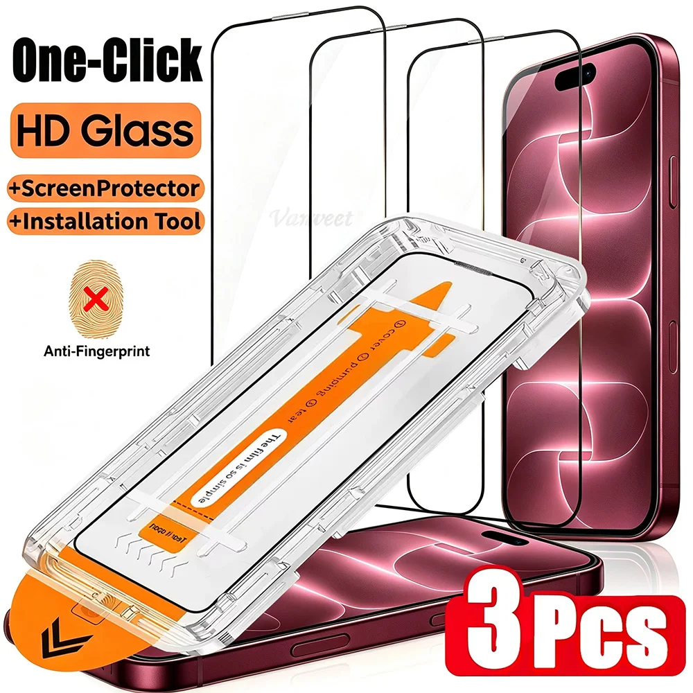 3 Stück oleophobe Beschichtung HD & Privatsphäre Displayschutzfolie für iPhone 17 18 Pro Max Air 17Pro 16 15 14 13 11 Auto-Ausrichtung staubfrei