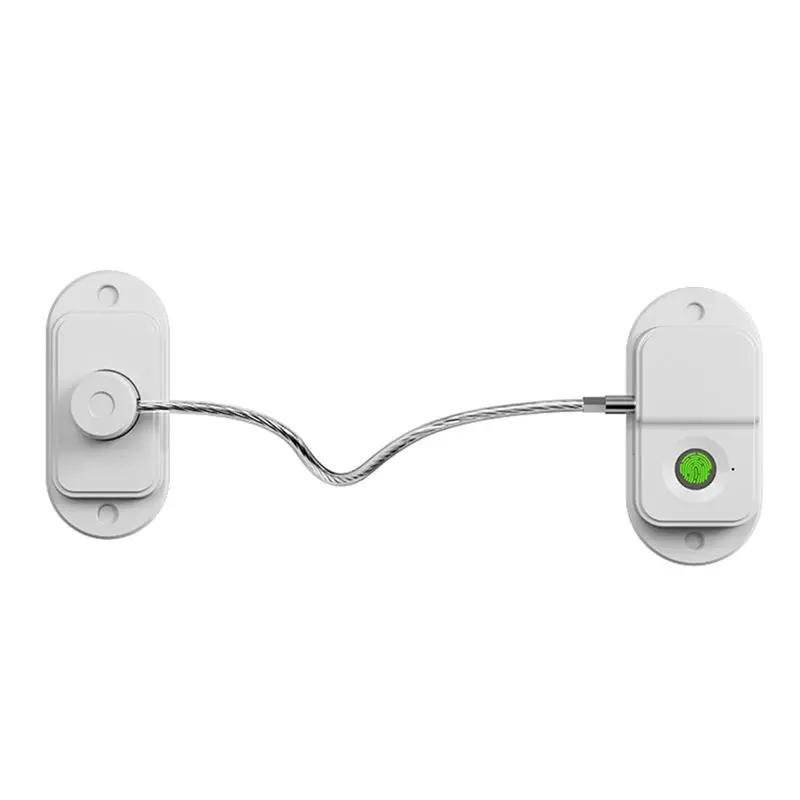 AS94-Child Safety Lock Rechargeable Fingerprint Lock Cabinet Fridge Drawer Door Lock Stainless Steel Cable For Home Security Whi