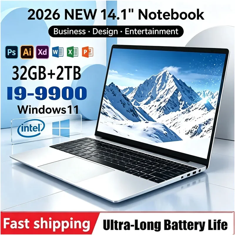 14.1 Inch Laptop with Core Intel I9-9900 1080P HD Display Windows 11 Notebook Portable Adreamer Laptop 16GB RAM 1TB ROM SSD