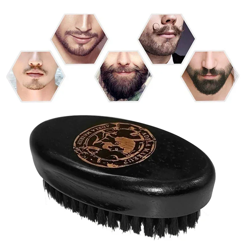 Cepillo de madera Natural para el cuidado de la barba, mezcla de cerdas de jabalí de nailon para hombres, peine de afeitar para bigote, limpieza del vello Facial, cepillo de ondas 360