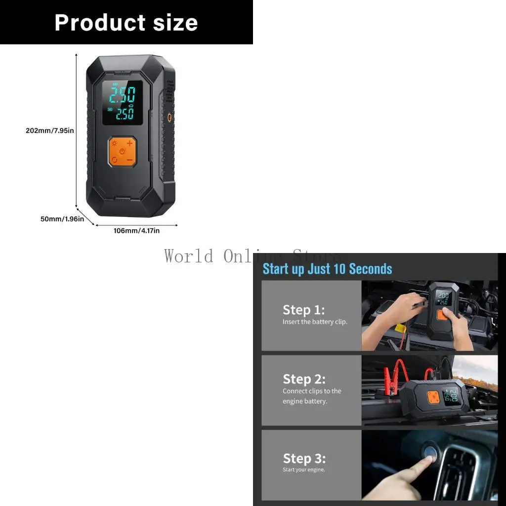 

Electric Tire Inflator With LCD Screen For Auto Tires Rechargeable 87HC