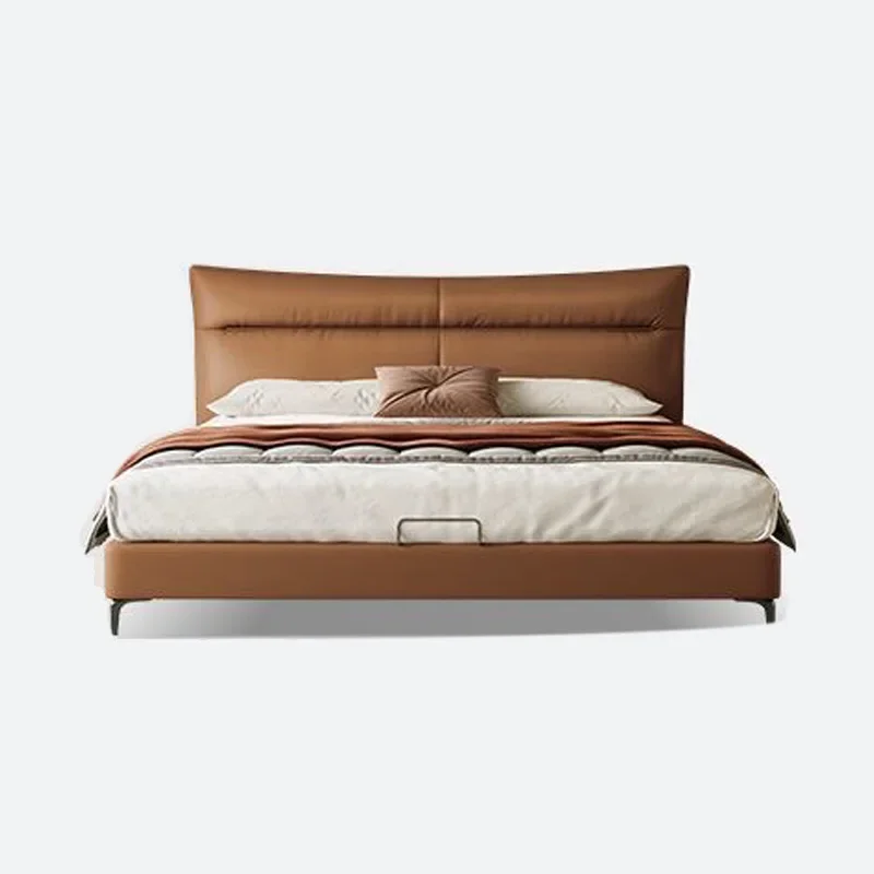 

Italian leather bed soft bag bed simple modern master bedroom double bed household small apartment master bedroom