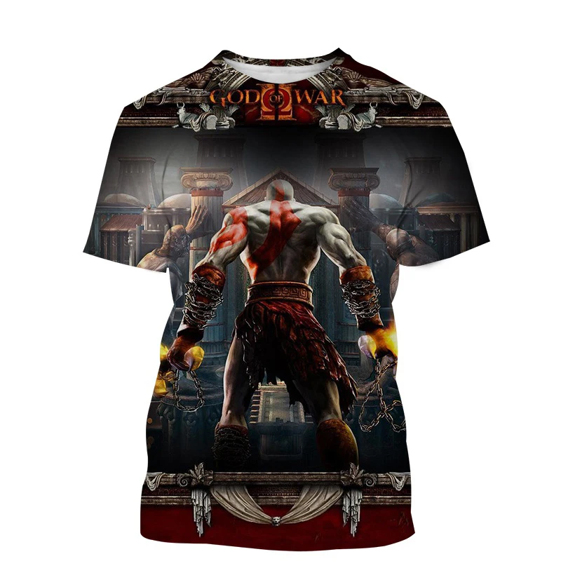 T-shirt manches courtes pour homme et femme, estival et à la mode, avec impression 3D du jeu God of War, Harajuku, Y2k