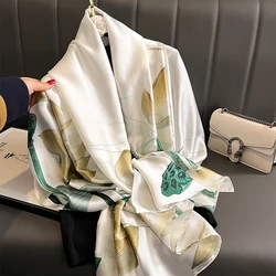 90*180cm Luxury Satin Silk Shawl Scarf Women Scarves Summer Sunscreen Beach Stole Wraps Bufanda Female Headkerchief Echarpe