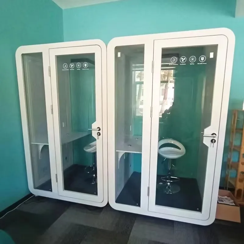 Geluidsisolerende mobiele telefooncel van gelamineerd glas