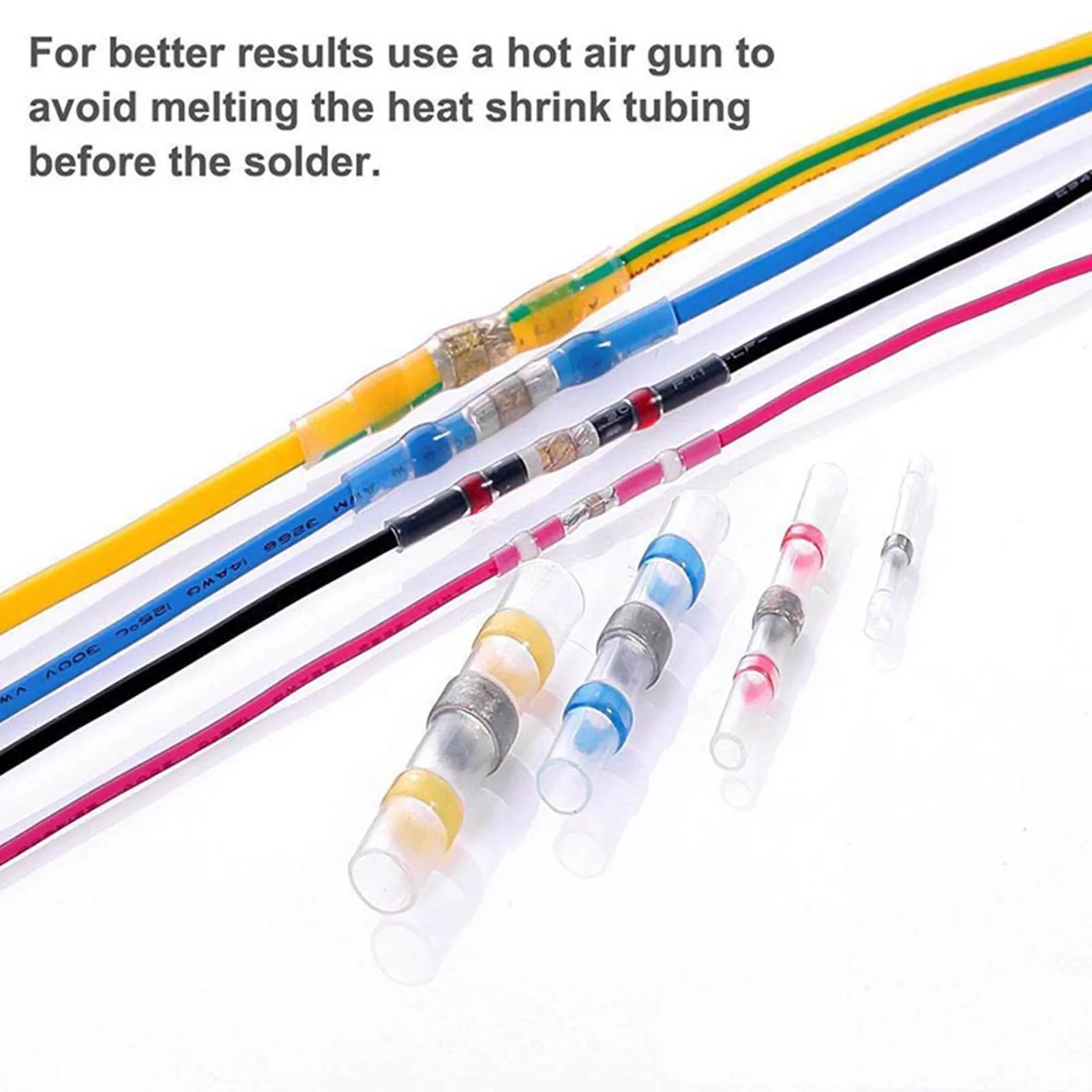 50-200pcs Solder Seal Wire Connectors Heat Shrink Solder Butt Insulated Connectors Waterproof Electrical Wire Terminals Butt