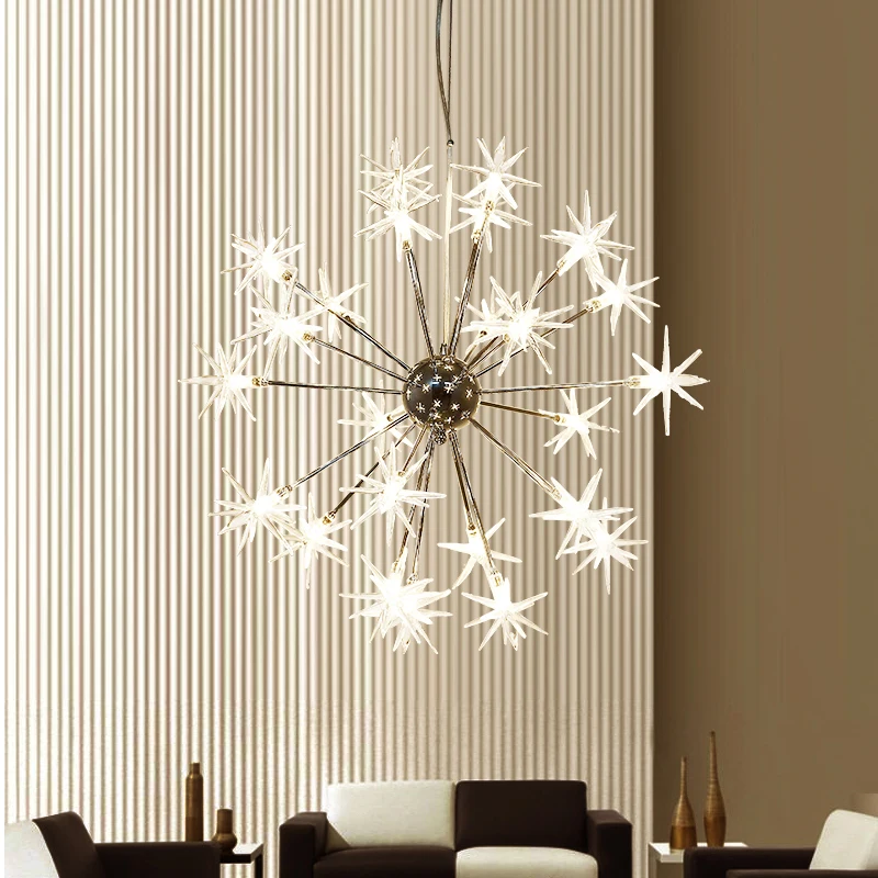 

LED Start Chandelier Romantic snowflake Pendant Lamp Nordic Star Lustres cristal Living Room kitchen Lighting Chandelier Fixtur