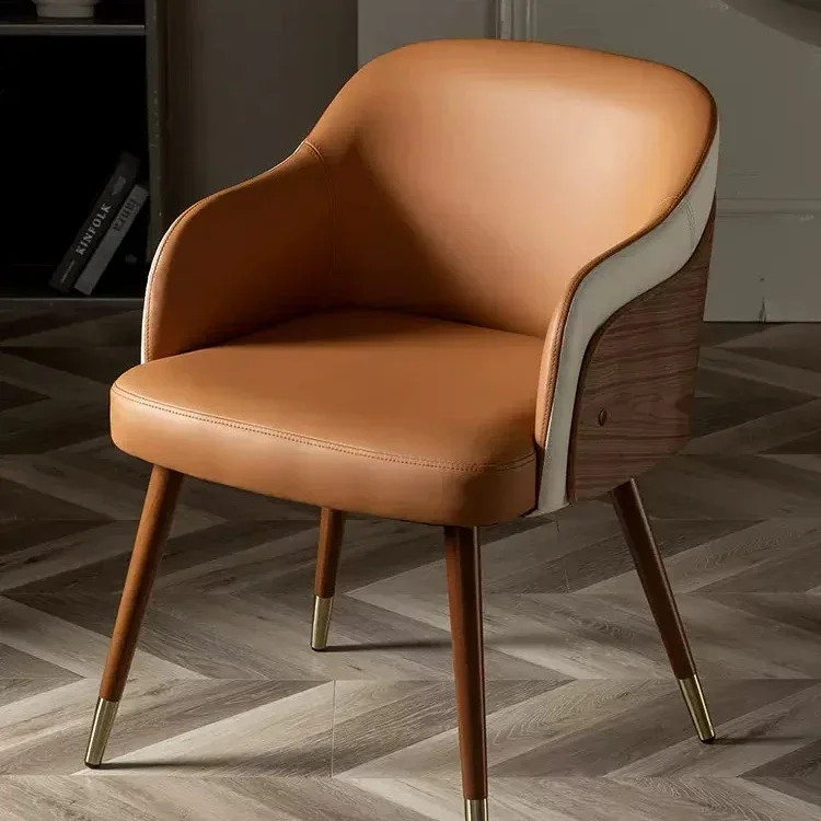 

'Luxury Dining Chair Italian Leather Chairs Modern Wooden Hotel Restaurant Home Dining Room Furniture