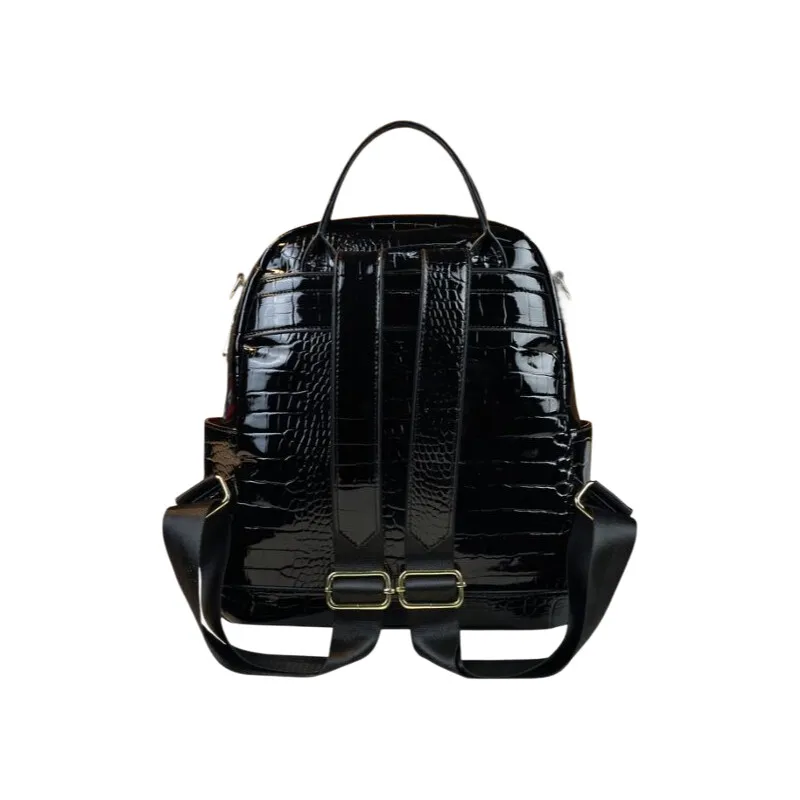 Crocodile Pattern Backpack for Women, Large Capacity Laptop Backpack, Business Casual College School Bag Travel Rucksack