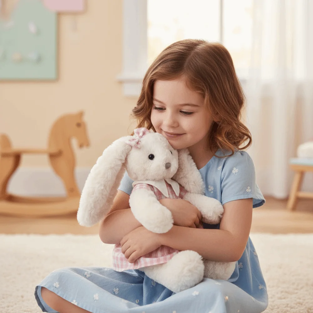 

Ультрамягкий плюшевый зайчик в платье Kawaii – успокаивающий подарок для малышей