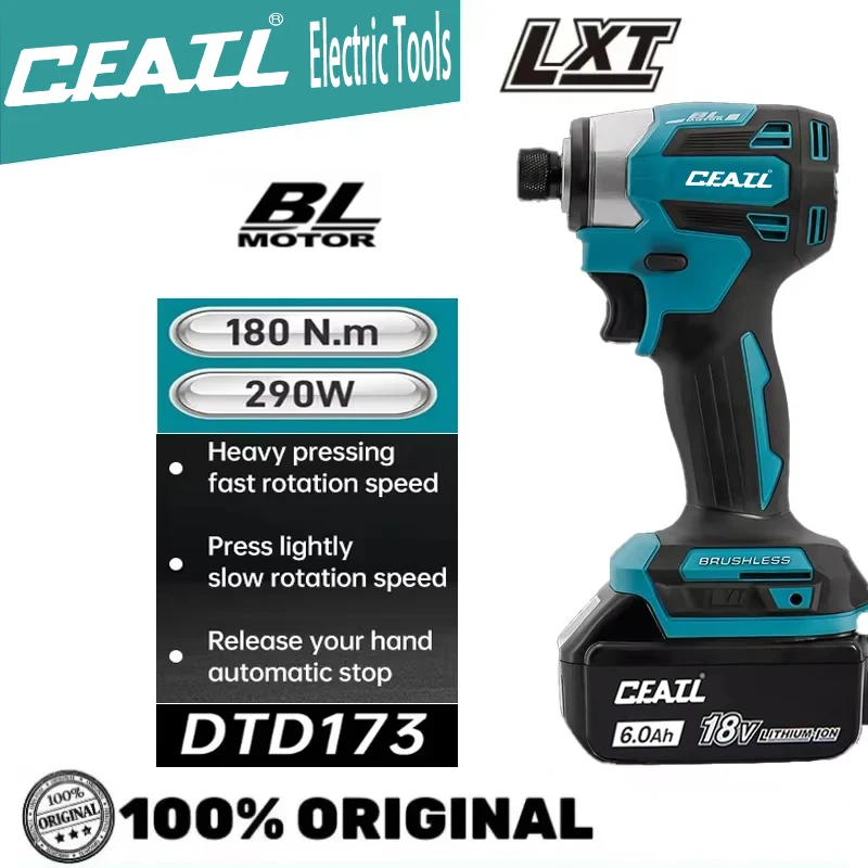 

New CFATL Screwdriver DTD173 Impact Screwdriver Set Household Electric Screwdriver Electric Hand Drill,CFATL 18V 6Ah batte