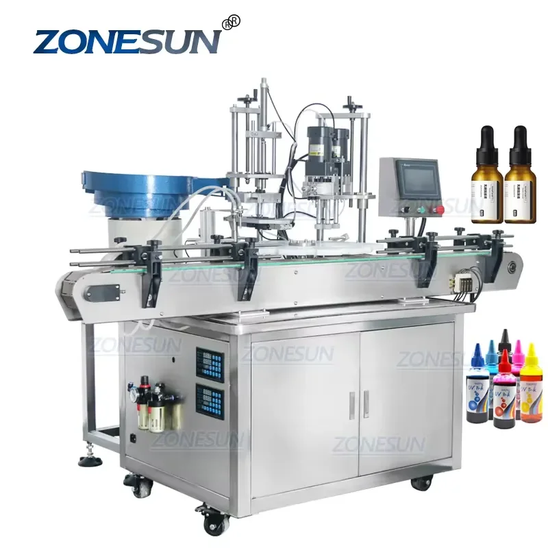 2026 CE ZS-AFC1 Double Head Magnetic Pump Dropper Bottle Rotary Liquid Filling Capping Machine Line