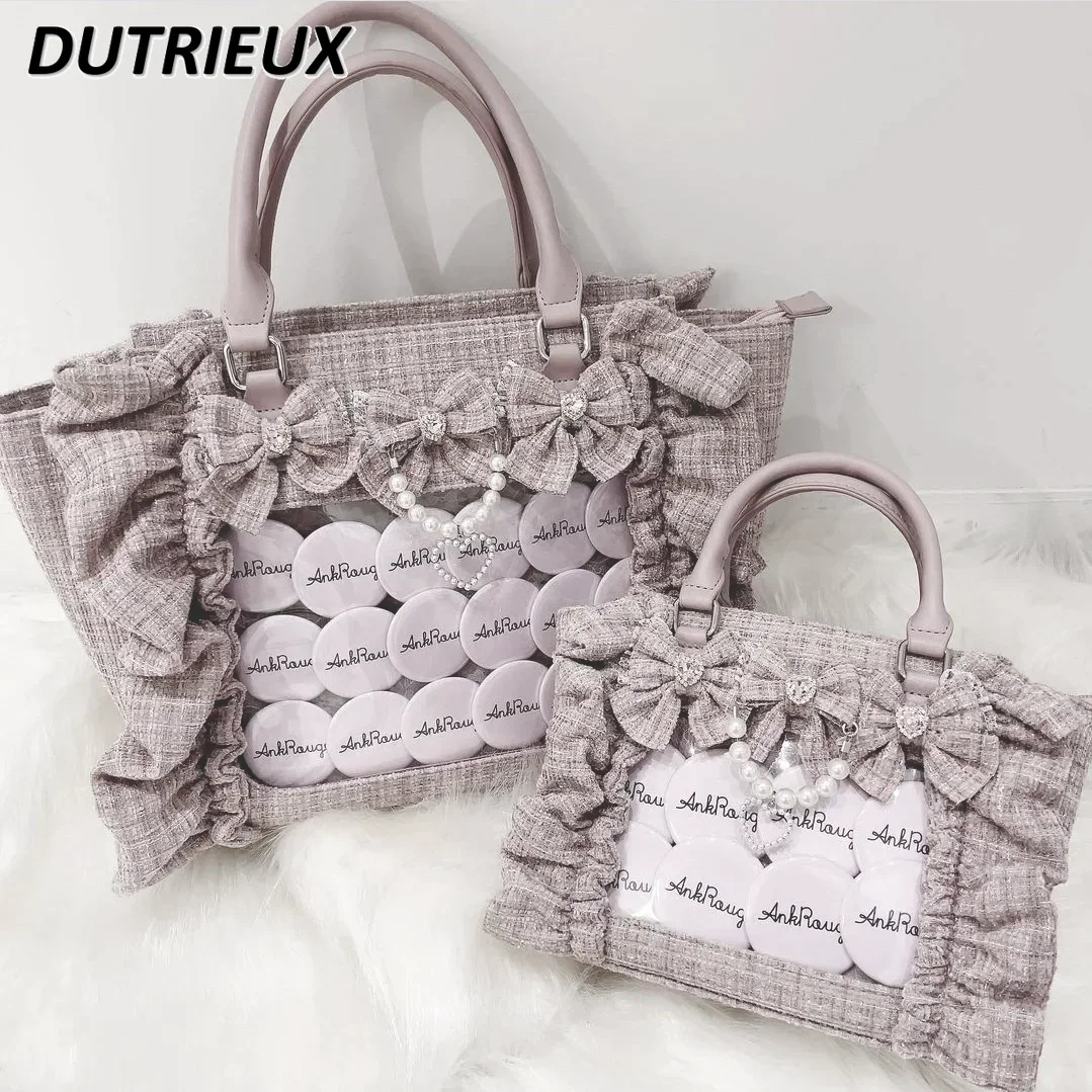 Japanese Style Ladies\' Casual Handbag 2024 New Ruffled Portable Crossbody Bags Female Fashion Sweet Cute Handbags for Women