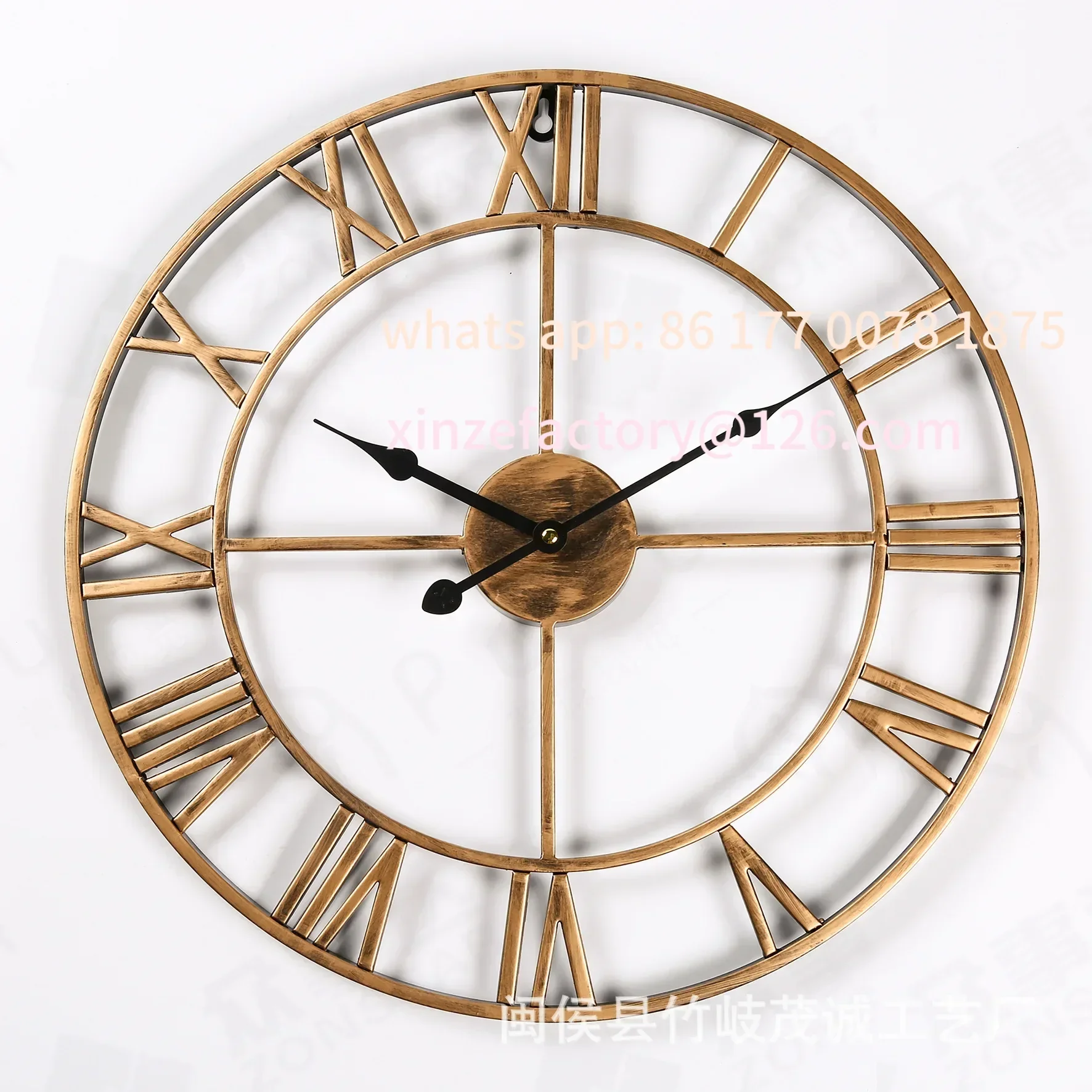 Customizable Modern 3D Large Wall Clocks Roman Numerals Retro Round Metal Iron Accurate Silent Nordic Hanging Ornament
