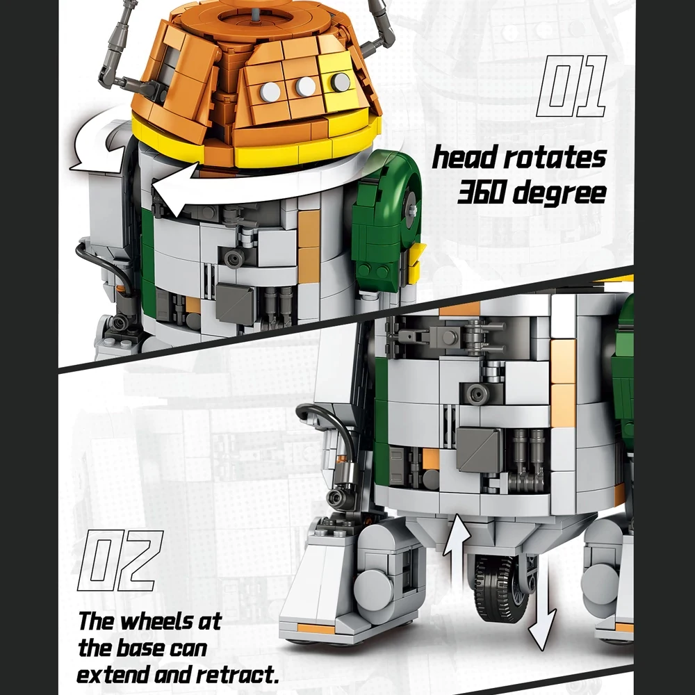 Ensembles de construction de modèles de robots C1-10P Chopper de guerre spatiale de film, blocs de construction de groupe de ceintures, briques, jouets cadeau pour adultes et enfants, 988 pièces