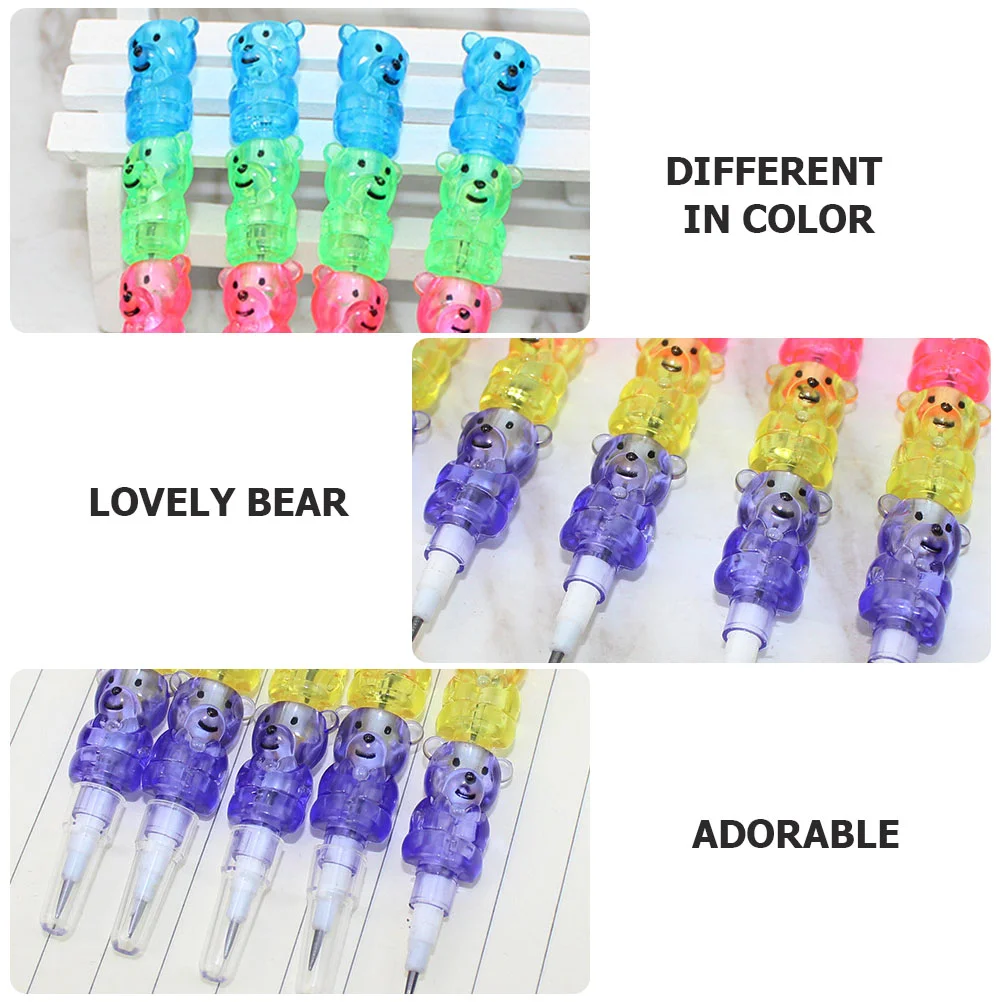 12 Pcs Pencil School Supplies Bear Shaped Stacking Student Gift Pencils for Kids