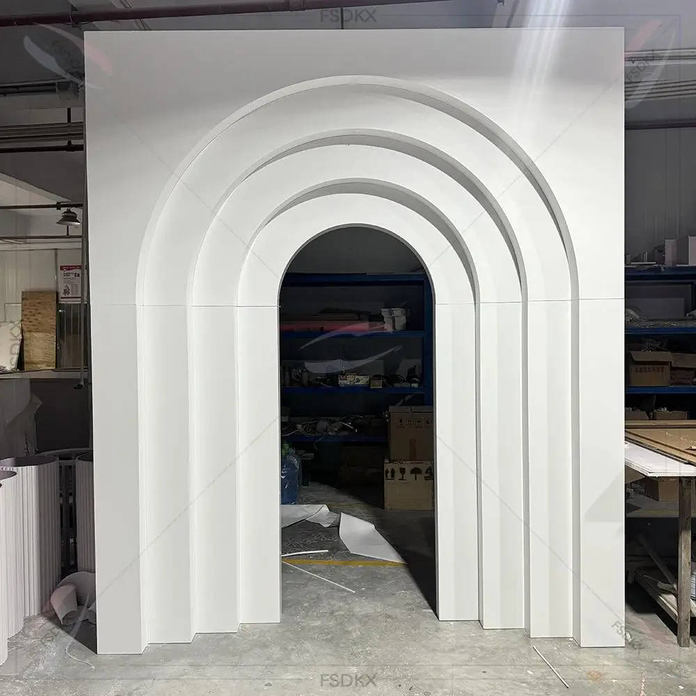 

Wholesale New Design White Arch Acrylic Backdrop Simple Style Wedding Arch Stage Background for Party Event Decoration Carton