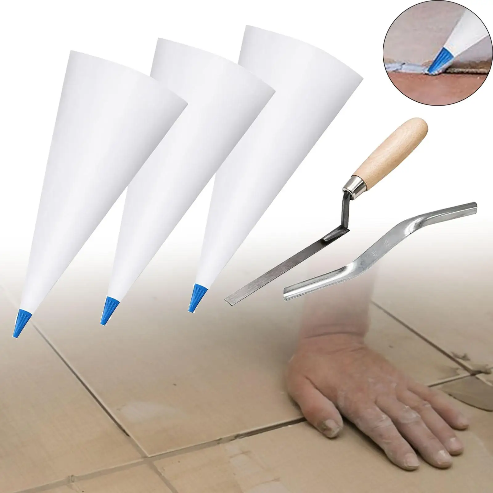 Tile Grout Filling Bag Cement Sealer Reusable Piping Tool for Flooring Restoration and Stone Decoration