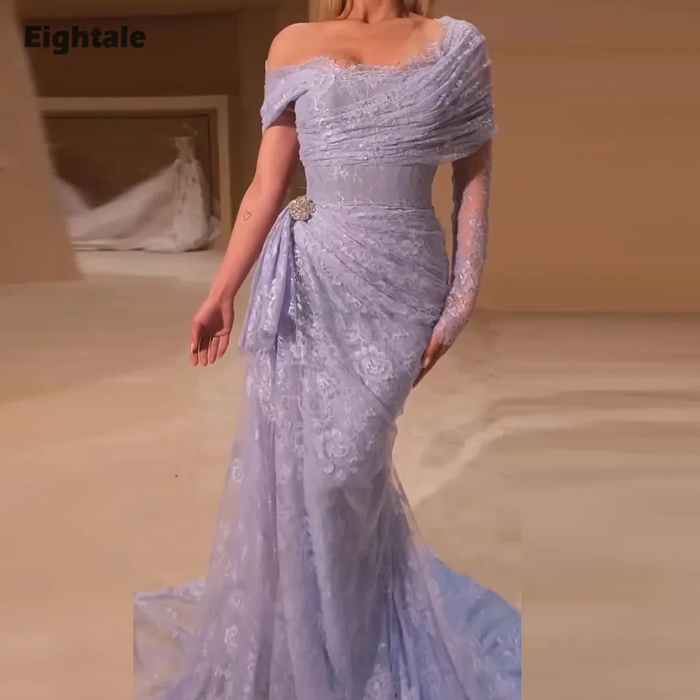 

Eightale арабское вечернее платье на одно плечо кружевное фиолетовое платье русалки по индивидуальному заказу для выпускного вечера свадебное платье