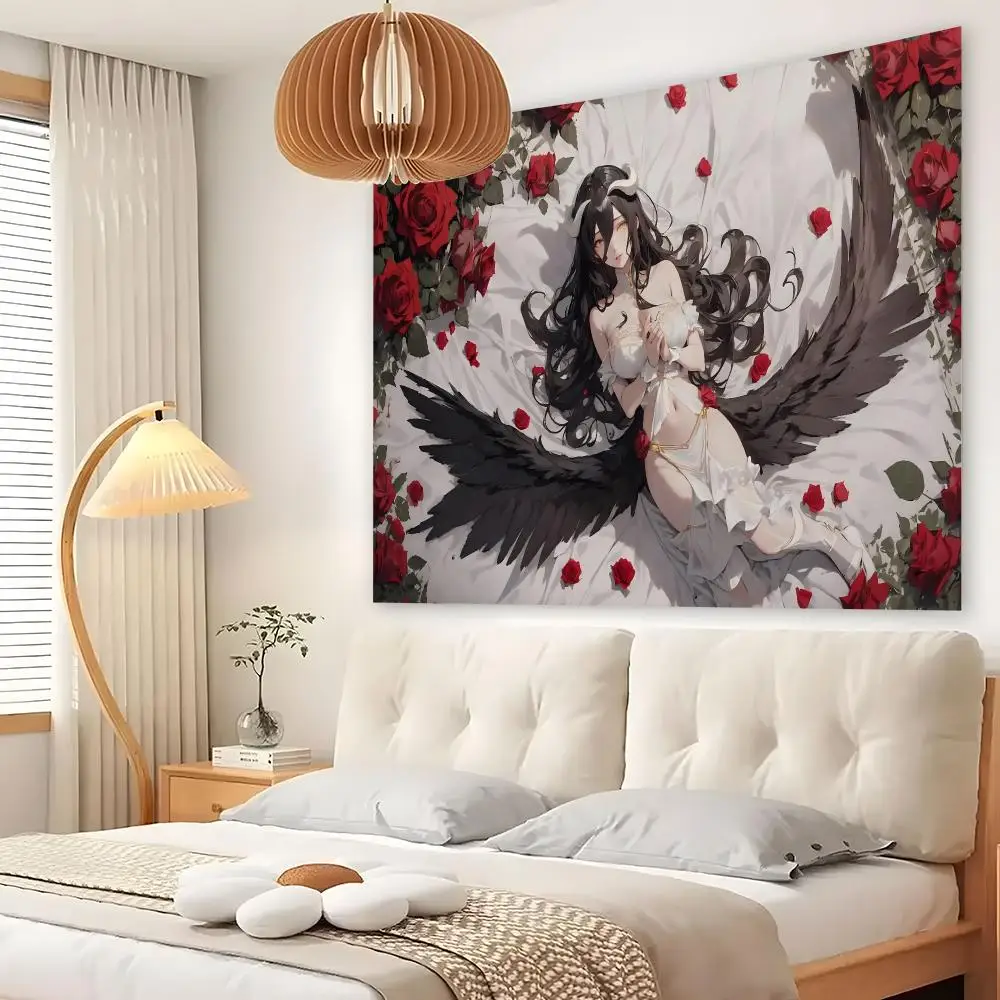 Anime O-Overlords A-Albedo Tapestry Custom Living Bedroom Party Dormitory Interior Wall Bohemian Decoration Attached Clip