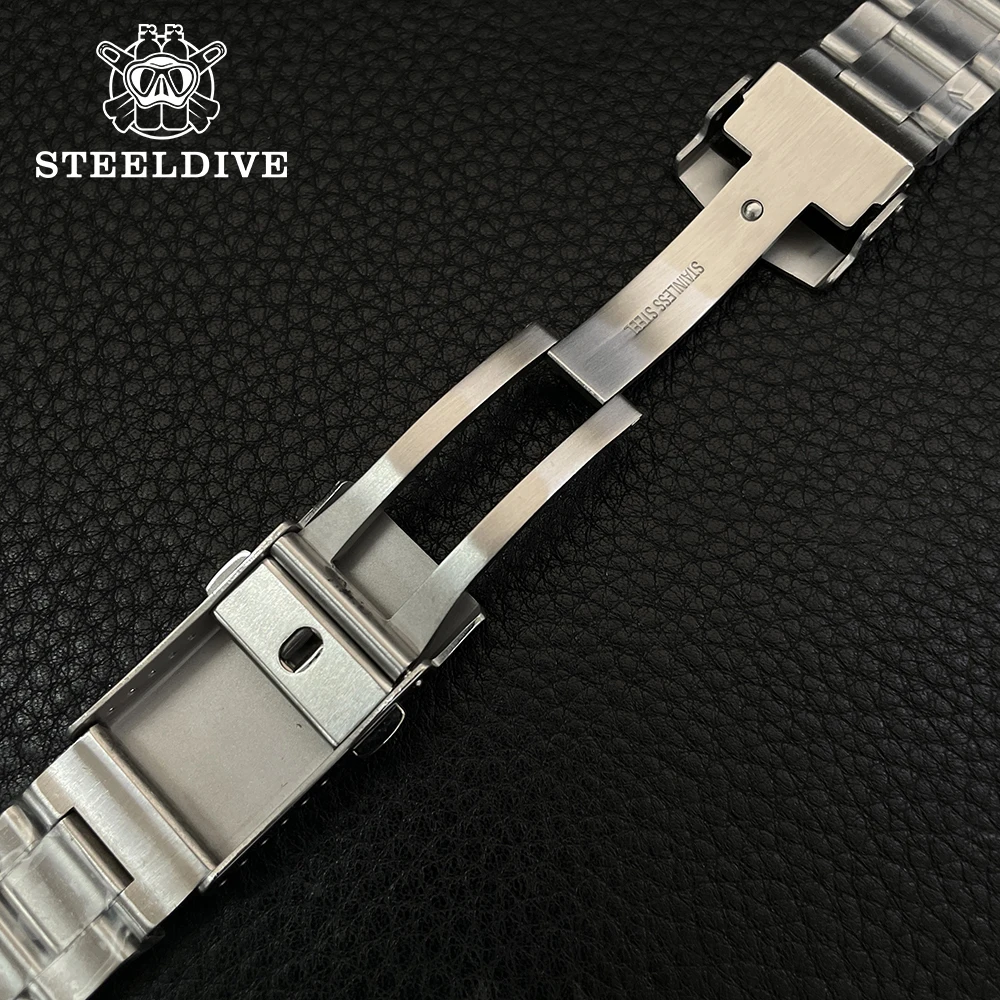 STEELDIVE Official SD1964 New Special Strap Watch Chain 22*18MM Width SD1964GD Stainless Steel Strap With Solid Clasp