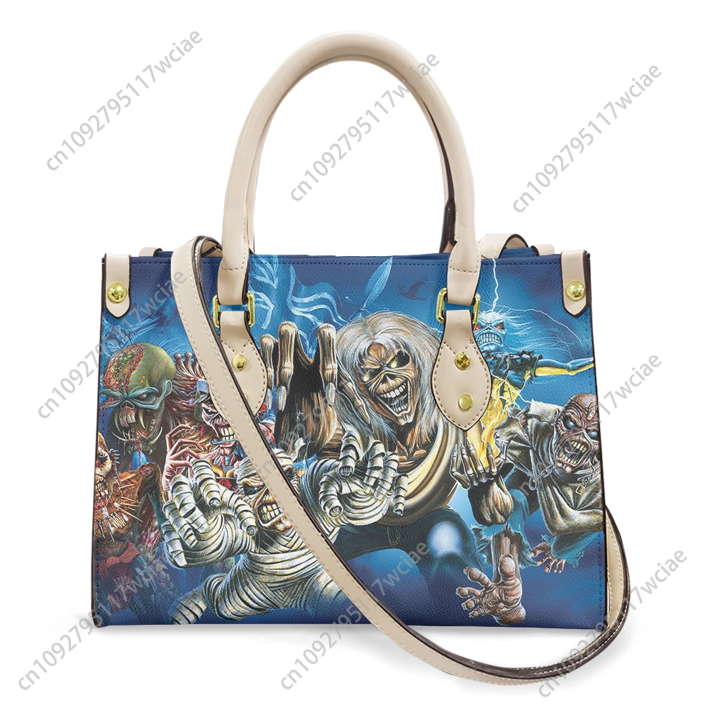 

Heavy Metal Tote Bag Purse rock band Womens Mens Personalized Text Image PU Leather Handbag Business Shopping Gift Bags