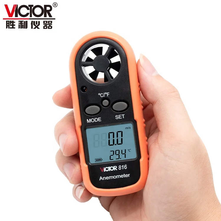 VICTOR 816 Anemometer 0~30m/s Wind Speed Meter Direction Air Flow or Velocity Plus Ambient Temperature Wind Digital Anemometer