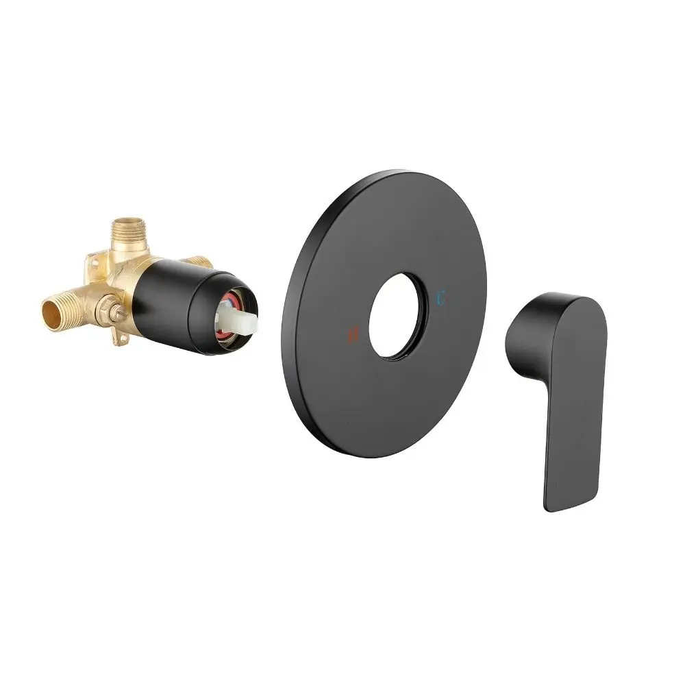 Brass Construction Wall Mount Shower Faucet Matte Black Circular Design Bath Mixer Aluminum Alloy Internal Thread Shower Valve