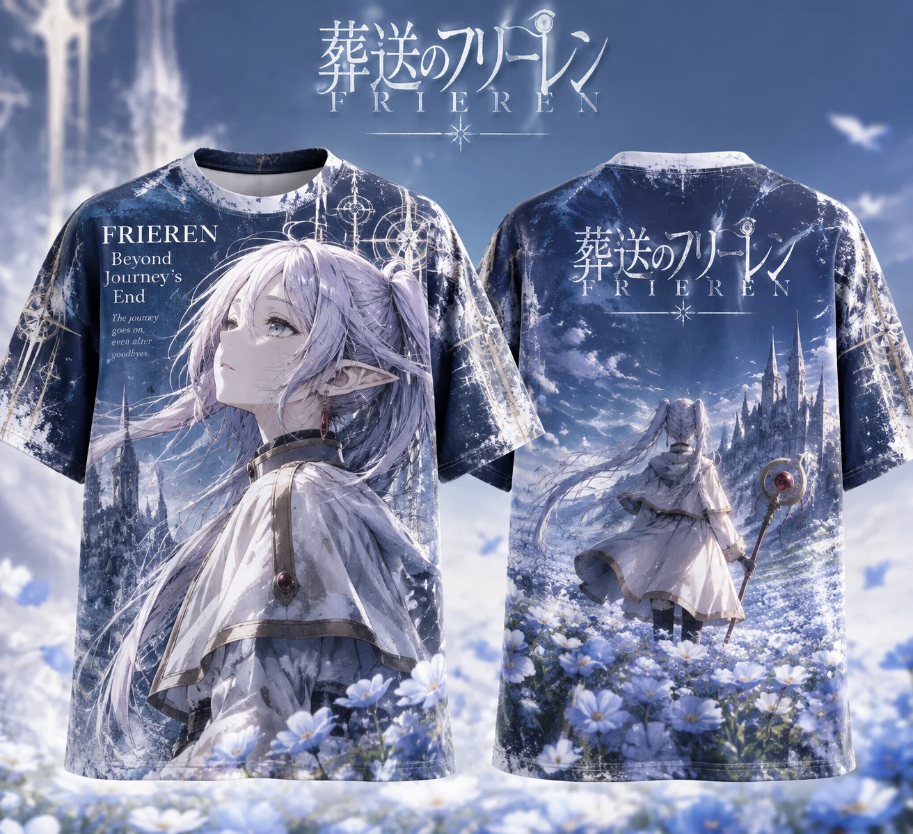 Unisex Frieren Beyond Journey's End 3D All‑Over Print T‑Shirts Elf Mage Anime Y2K Short Sleeve Casual Tee for Anime Fans
