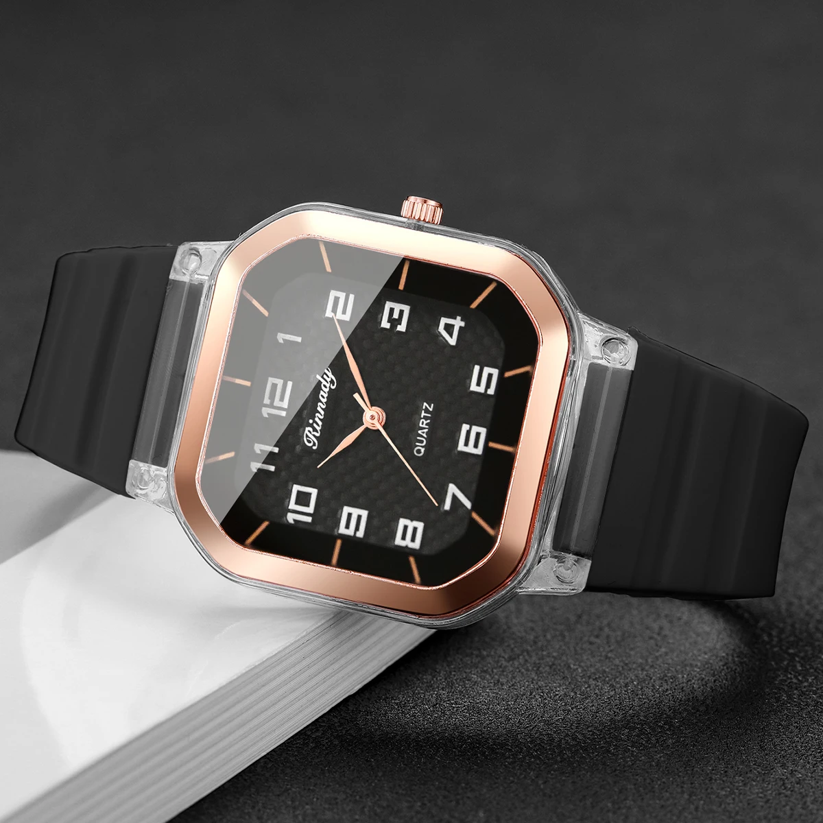 أزياء مربع العربية الهاتفي المرأة كوارتز ساعة السيدات سيليكون حزام ساعة اليد Reloj Mujer الفتيات ساعة هدية (بدون صندوق) #4