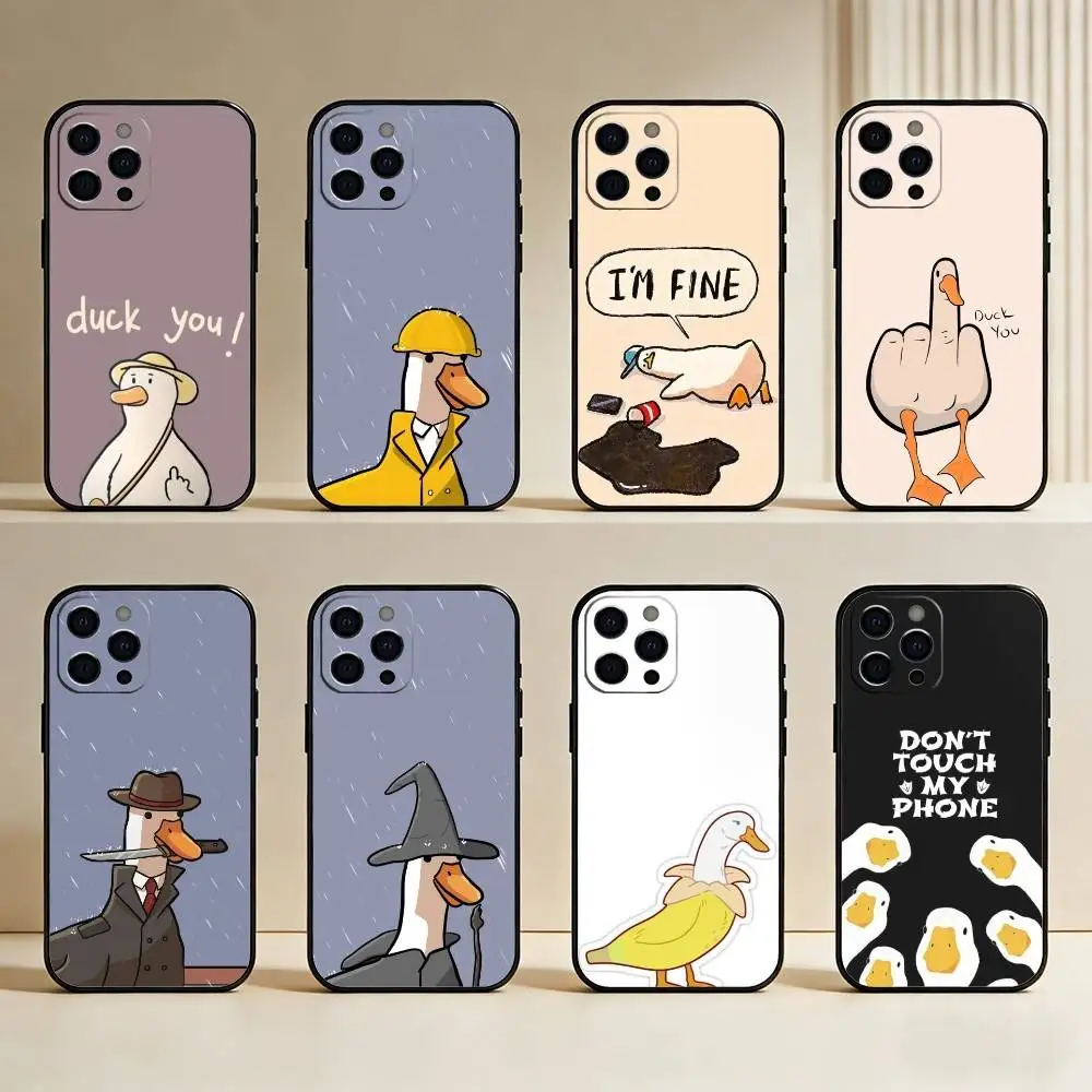

C-Chaotic Duck And Goose Phone Case For iPhone17,16,15,14,13,12 Plus,Max Soft Silicone Black Cover