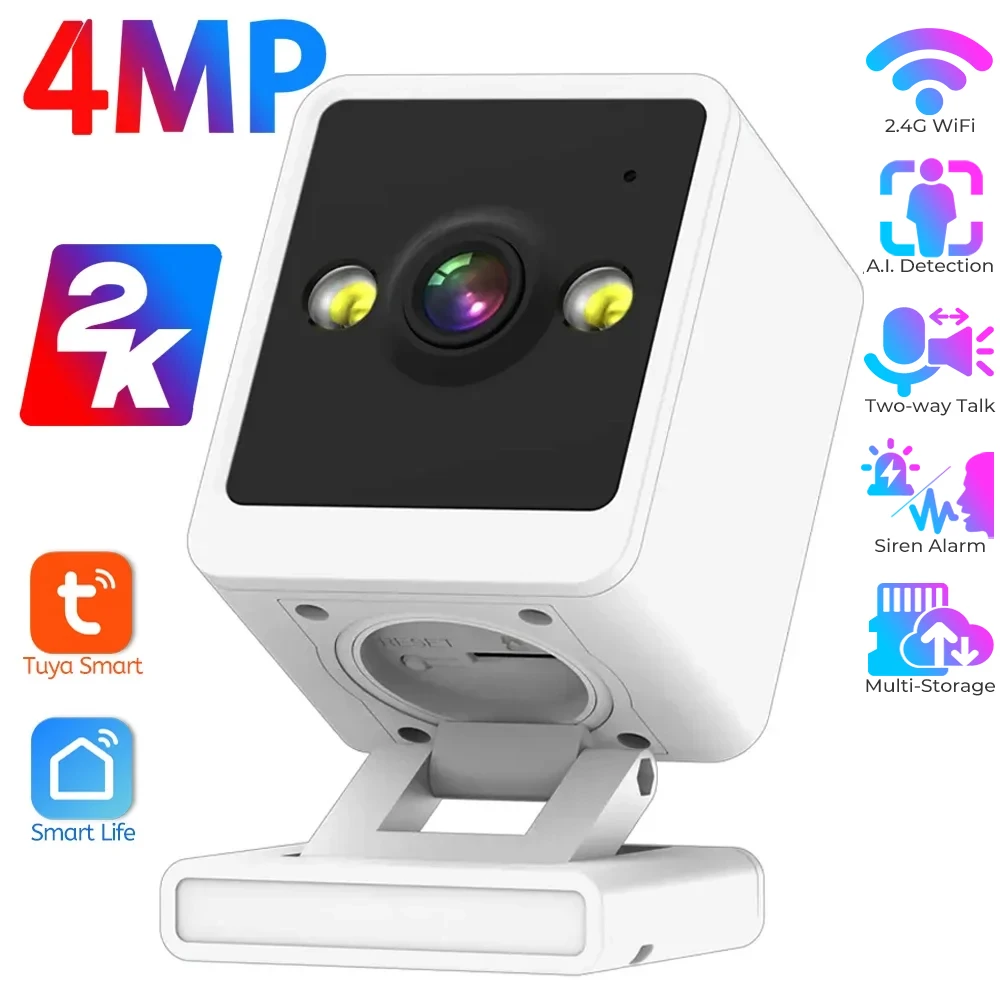 4MP Mini Cube Camera Indoor IR Night Vision 2-way Talk Tinny WiFi Camera AI Human Detection Home Security Small Cameras Tuya APP