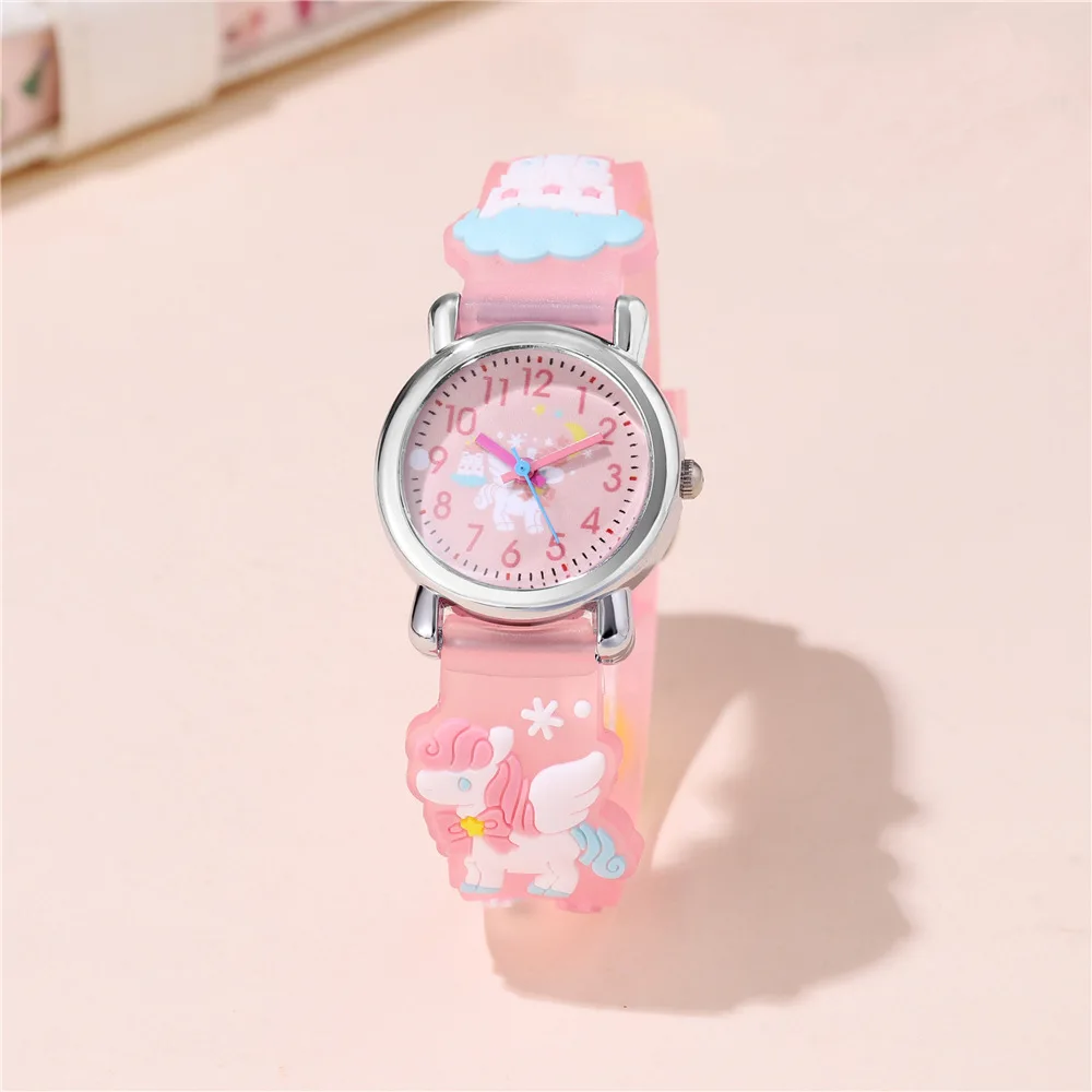 New Cartoon Cute 3D Unicorns Pattern Children's Watch Student Regular Daily Study Plan Silicone Watch